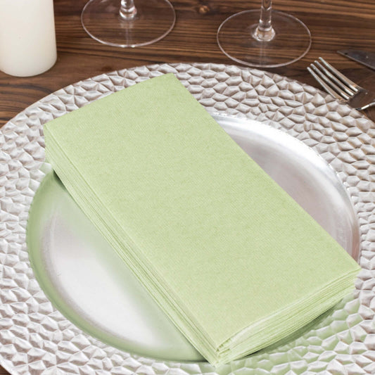 20 Pack Linen - Like Paper 8.5"x4" Napkins Sage Green - Highly Absorbent & Disposable Airlaid Guest Towels - Bell Racket Store