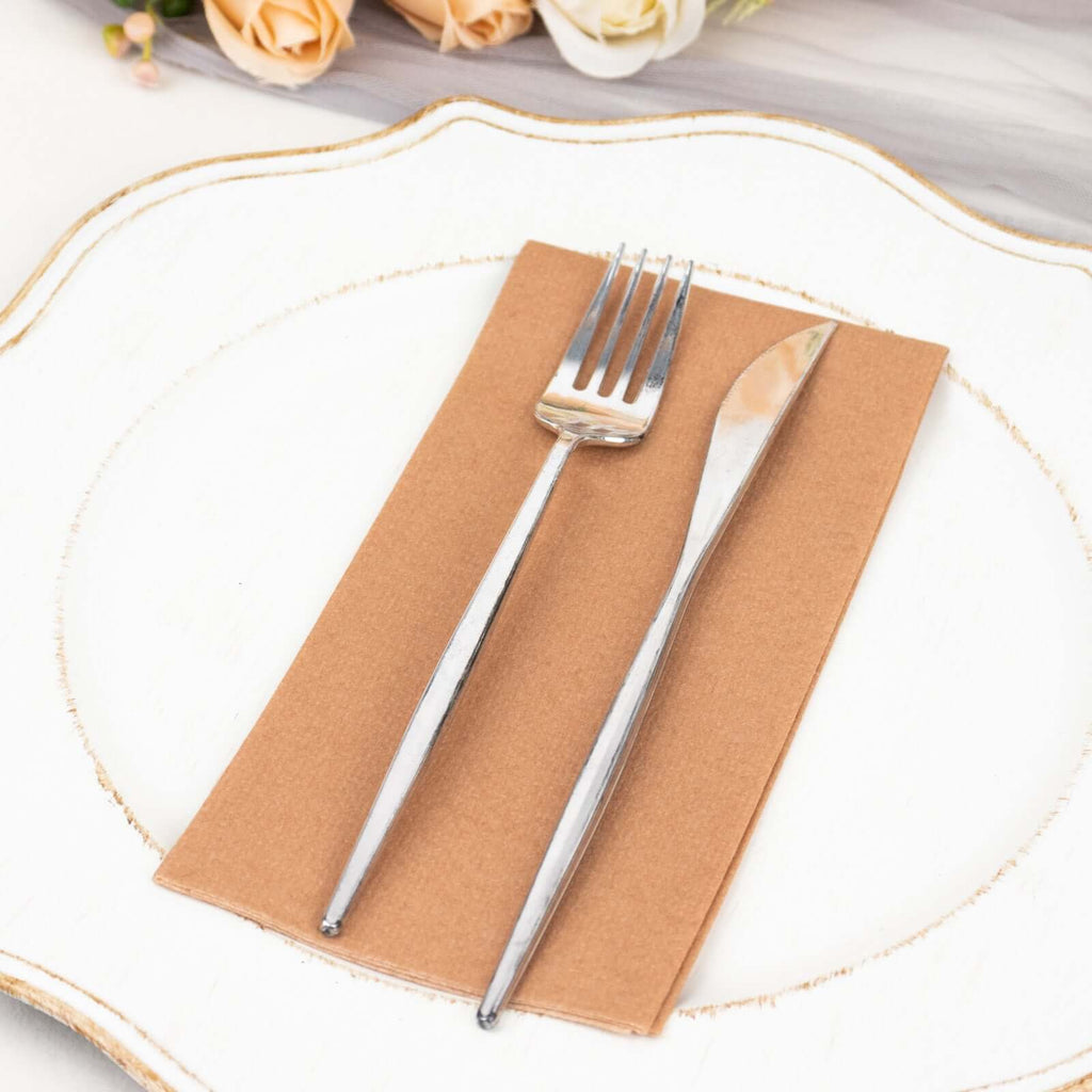 20 Pack Linen - Like Paper 8.5"x4" Napkins Terracotta (Rust) - Highly Absorbent & Disposable Airlaid Guest Towels - Bell Racket Store