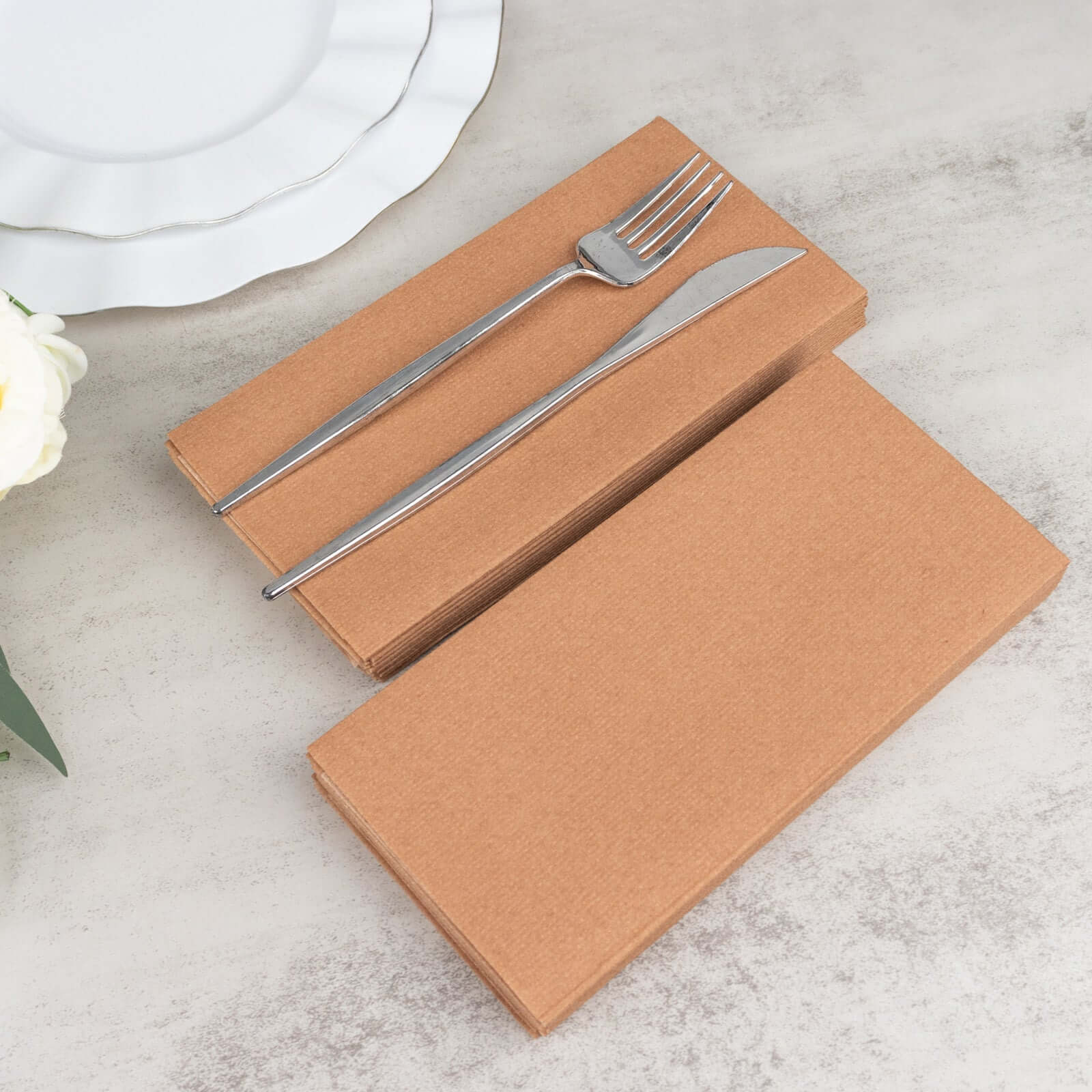 20 Pack Linen - Like Paper 8.5"x4" Napkins Terracotta (Rust) - Highly Absorbent & Disposable Airlaid Guest Towels - Bell Racket Store