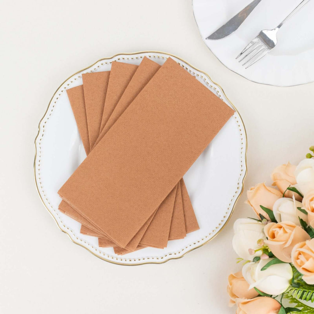 20 Pack Linen - Like Paper 8.5"x4" Napkins Terracotta (Rust) - Highly Absorbent & Disposable Airlaid Guest Towels - Bell Racket Store