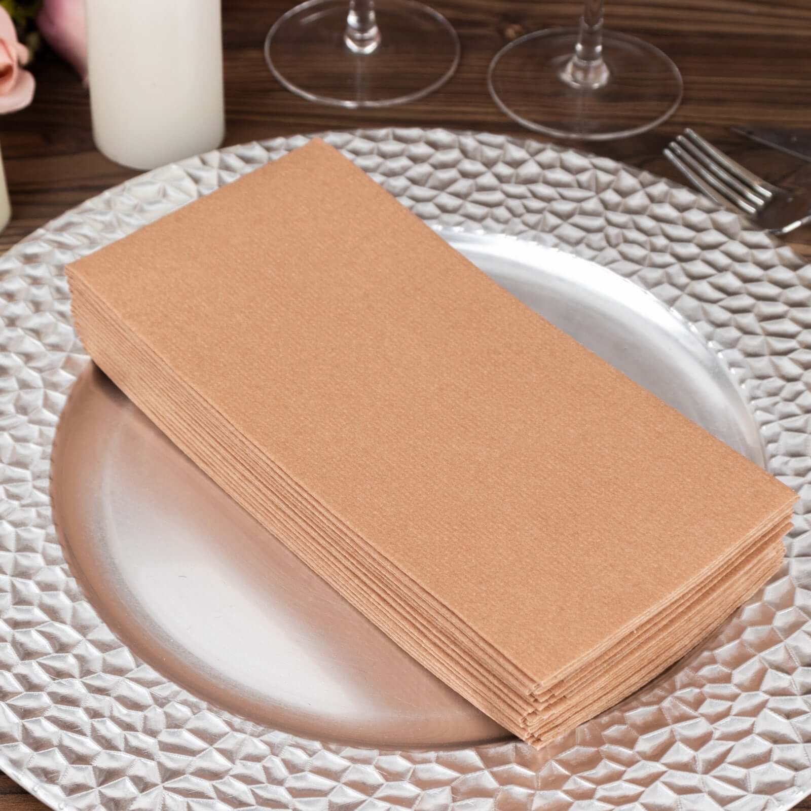 20 Pack Linen - Like Paper 8.5"x4" Napkins Terracotta (Rust) - Highly Absorbent & Disposable Airlaid Guest Towels - Bell Racket Store