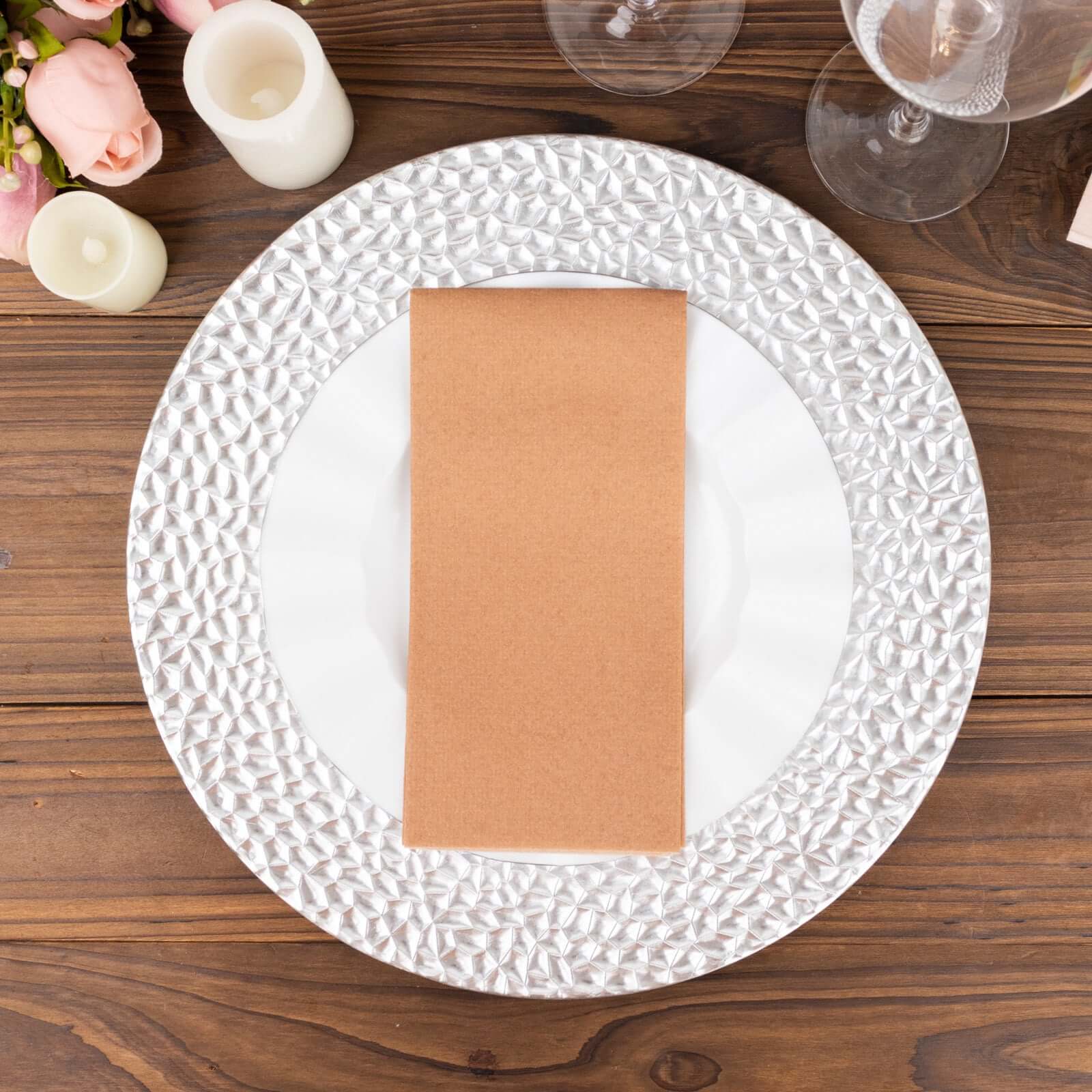 20 Pack Linen - Like Paper 8.5"x4" Napkins Terracotta (Rust) - Highly Absorbent & Disposable Airlaid Guest Towels - Bell Racket Store