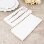 20 Pack Linen - Like Paper 8.5"x4" Napkins White - Highly Absorbent & Disposable Airlaid Guest Towels for Special Occasions - Bell Racket Store