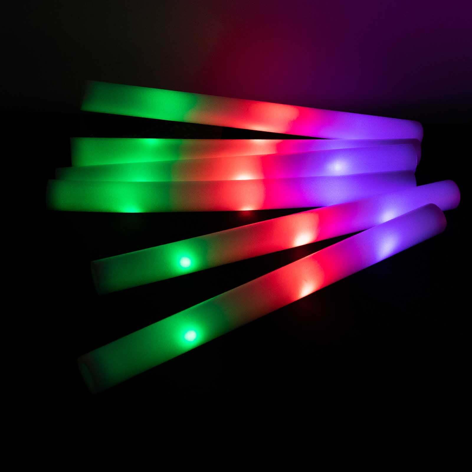 20 Pack Multicolor LED Foam Party Glow Sticks With 3 Flashing Modes, 19" Reusable Battery Operated Light Sticks - Bell Racket Store