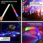20 Pack Multicolor LED Foam Party Glow Sticks With 3 Flashing Modes, 19" Reusable Battery Operated Light Sticks - Bell Racket Store