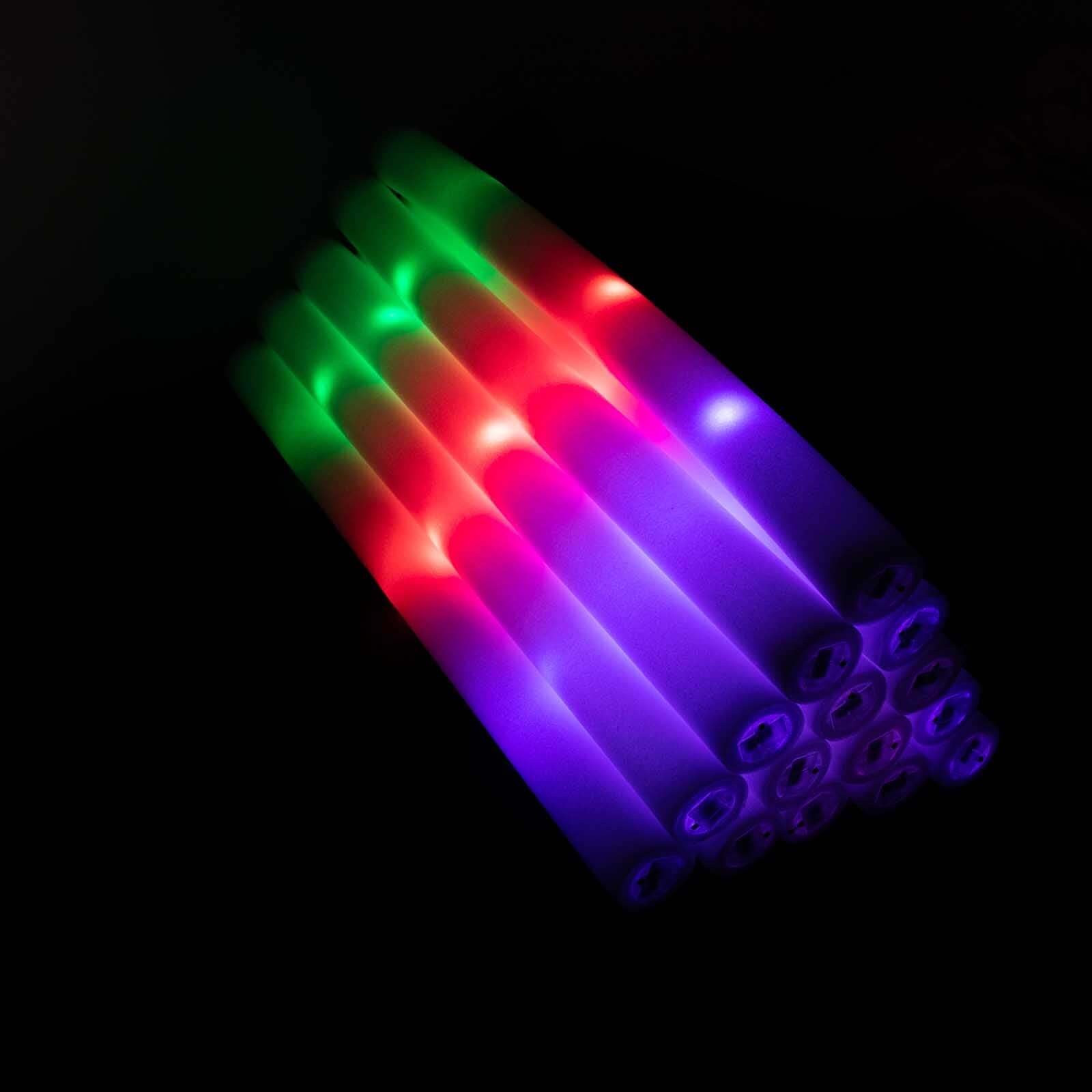 20 Pack Multicolor LED Foam Party Glow Sticks With 3 Flashing Modes, 19" Reusable Battery Operated Light Sticks - Bell Racket Store