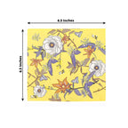 20 - Pack Paper Beverage Napkins with Blooming Flowers Design Yellow - 2 Ply Soft 18GSM Floral Wedding Napkins 6.5"x6.5" - Bell Racket Store
