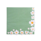 20 - Pack Paper Beverage Napkins with Daisy Flower Design Sage Green - 2 Ply Soft 18GSM Floral Wedding Napkins 6.5"x6.5" - Bell Racket Store