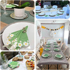 20 - Pack Paper Beverage Napkins with Daisy Flower Design Sage Green - 2 Ply Soft 18GSM Floral Wedding Napkins 6.5"x6.5" - Bell Racket Store