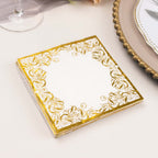 20 - Pack Paper Beverage Napkins with Gold Foil Lace Design White - 3 Ply Disposable 18GSM European Style Cocktail Napkins 5"x5" - Bell Racket Store