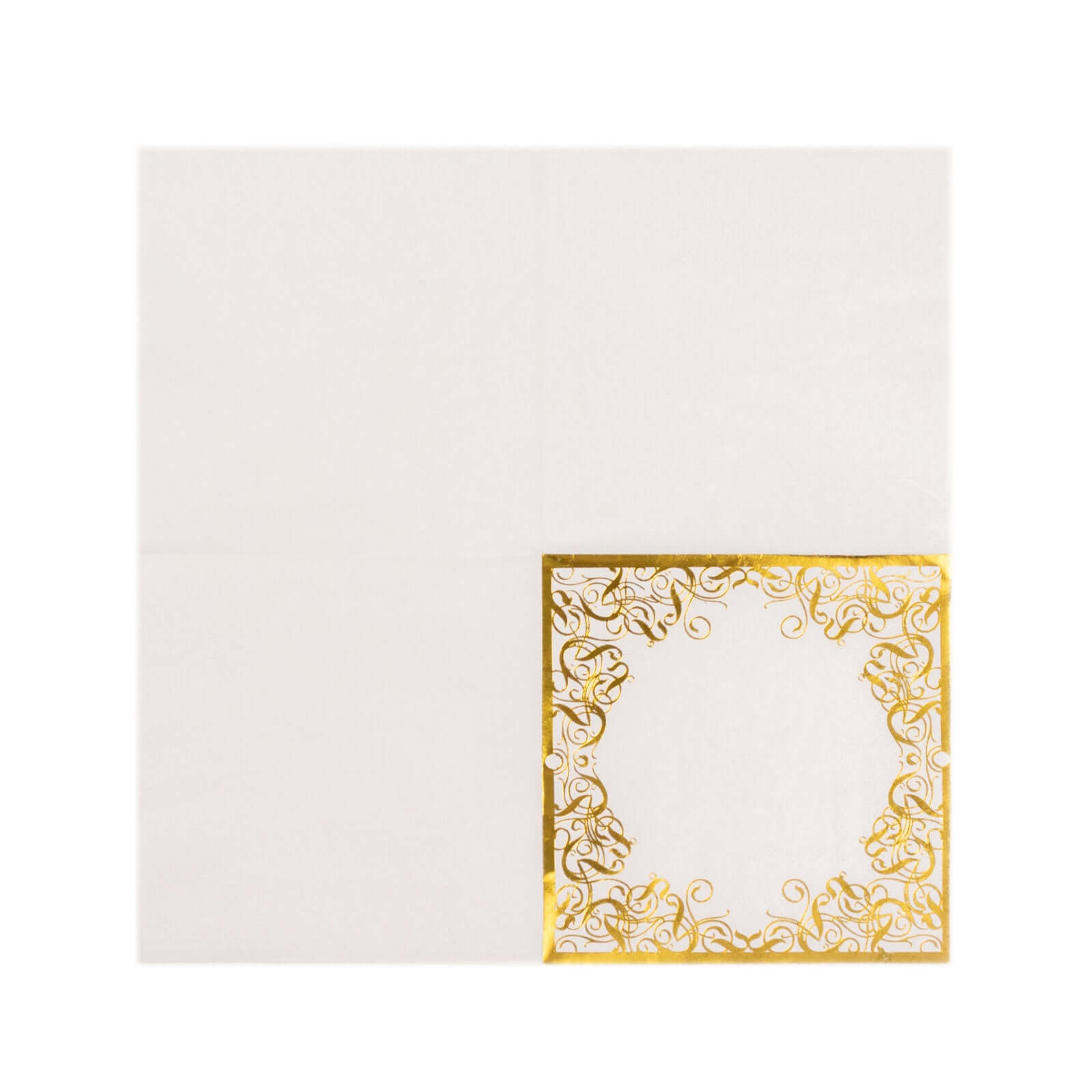 20 - Pack Paper Beverage Napkins with Gold Foil Lace Design White - 3 Ply Disposable 18GSM European Style Cocktail Napkins 5"x5" - Bell Racket Store