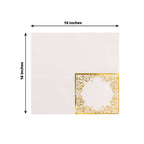 20 - Pack Paper Beverage Napkins with Gold Foil Lace Design White - 3 Ply Disposable 18GSM European Style Cocktail Napkins 5"x5" - Bell Racket Store