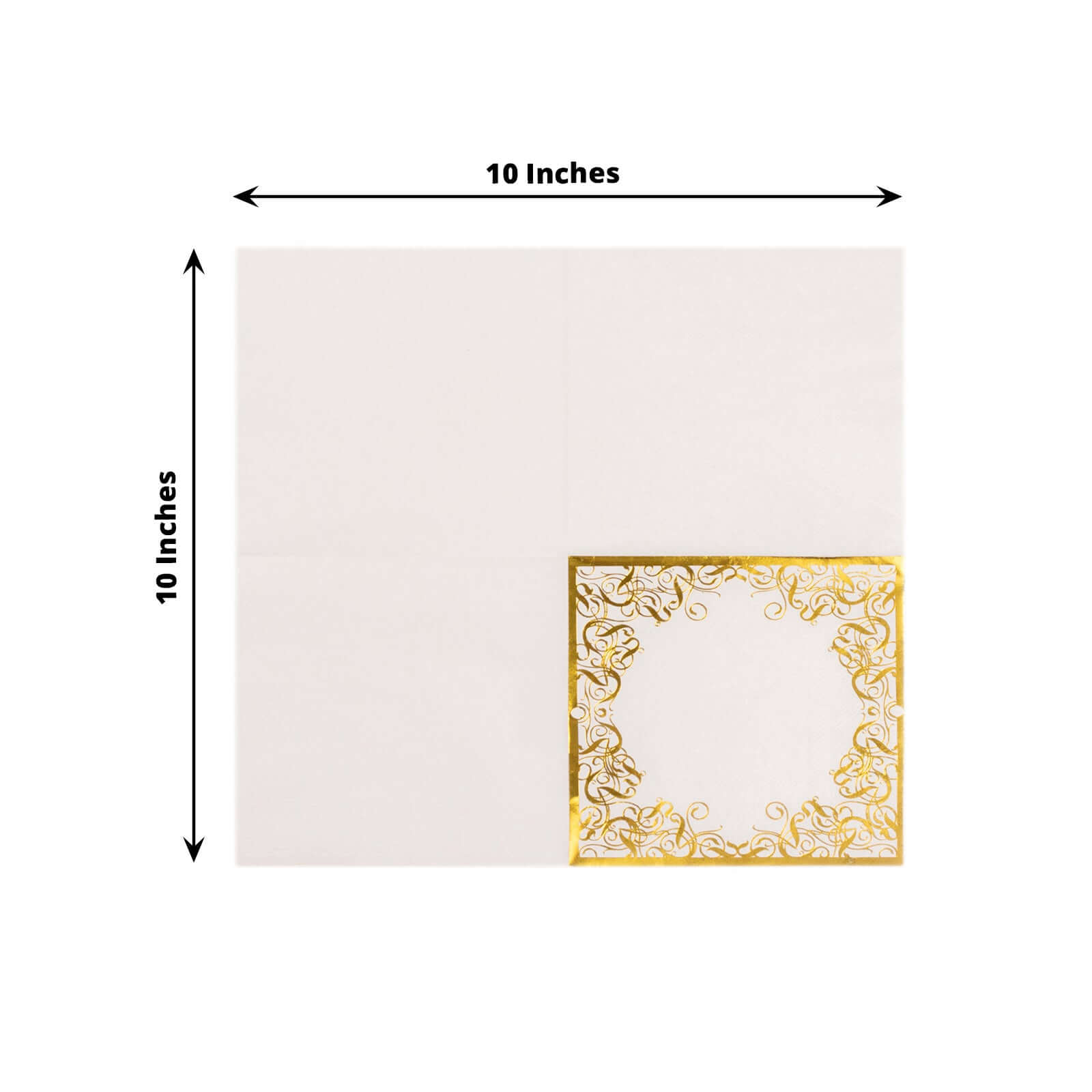 20 - Pack Paper Beverage Napkins with Gold Foil Lace Design White - 3 Ply Disposable 18GSM European Style Cocktail Napkins 5"x5" - Bell Racket Store