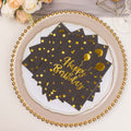 20 - Pack Paper Beverage Napkins with Happy Birthday Foil Print Black/Gold - 2 Ply Disposable 18GSM Soft Party Napkins 6.5"x6.5" - Bell Racket Store
