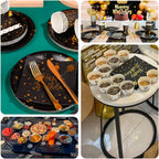 20 - Pack Paper Beverage Napkins with Happy Birthday Foil Print Black/Gold - 2 Ply Disposable 18GSM Soft Party Napkins 6.5"x6.5" - Bell Racket Store