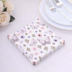20 - Pack Paper Beverage Napkins with Lavender Butterfly Floral Design Ivory - 2 Ply Soft 18GSM Garden Wedding Napkins 6.5"x6.5" - Bell Racket Store