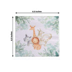 20 - Pack Paper Beverage Napkins with Safari Animal Print - Jungle Theme 2 Ply Disposable Party Napkins 6.5"x6.5" 18GSM - Bell Racket Store