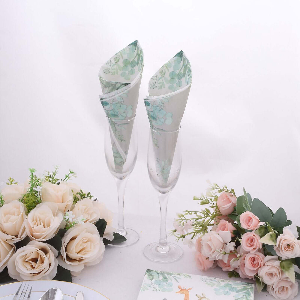 20 - Pack Paper Beverage Napkins with Safari Animal Print - Jungle Theme 2 Ply Disposable Party Napkins 6.5"x6.5" 18GSM - Bell Racket Store