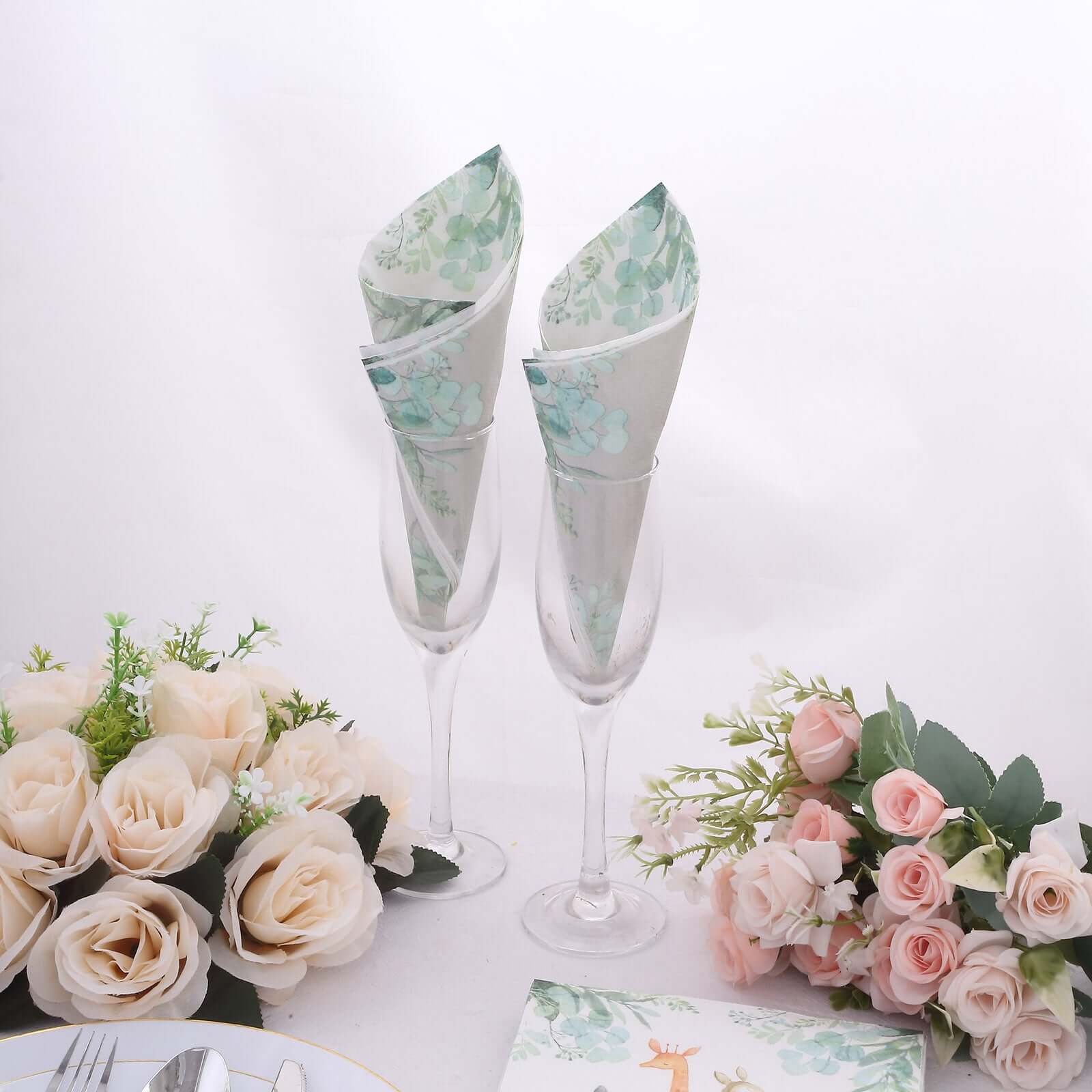 20 - Pack Paper Beverage Napkins with Safari Animal Print - Jungle Theme 2 Ply Disposable Party Napkins 6.5"x6.5" 18GSM - Bell Racket Store