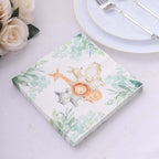 20 - Pack Paper Beverage Napkins with Safari Animal Print - Jungle Theme 2 Ply Disposable Party Napkins 6.5"x6.5" 18GSM - Bell Racket Store