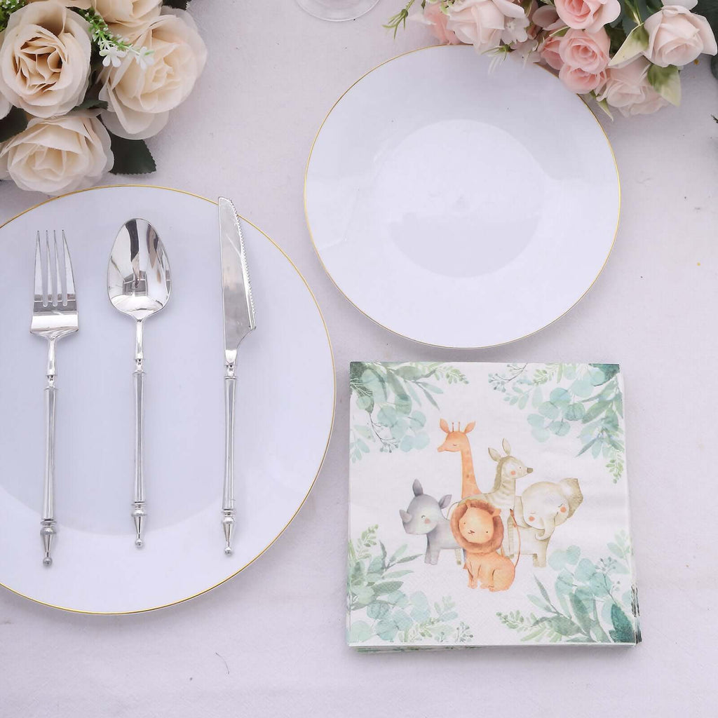 20 - Pack Paper Beverage Napkins with Safari Animal Print - Jungle Theme 2 Ply Disposable Party Napkins 6.5"x6.5" 18GSM - Bell Racket Store