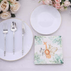 20 - Pack Paper Beverage Napkins with Safari Animal Print - Jungle Theme 2 Ply Disposable Party Napkins 6.5"x6.5" 18GSM - Bell Racket Store