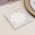 20 - Pack Paper Beverage Napkins with Silver Foil Lace Design White - 3 Ply Disposable 18GSM European Style Cocktail Napkins 5"x5" - Bell Racket Store