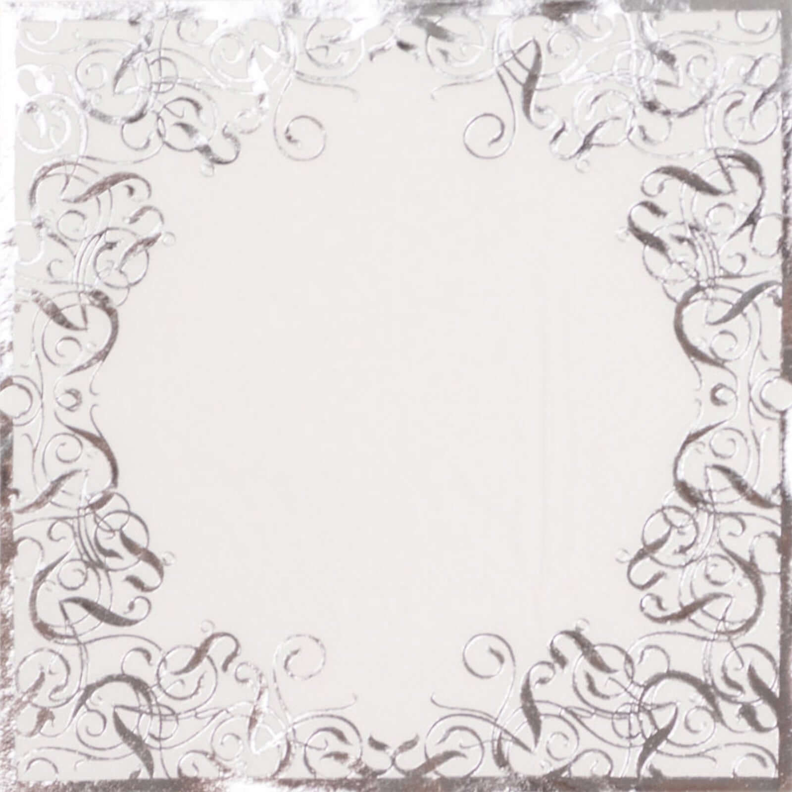 20 - Pack Paper Beverage Napkins with Silver Foil Lace Design White - 3 Ply Disposable 18GSM European Style Cocktail Napkins 5"x5" - Bell Racket Store