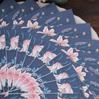 20 - Pack Paper Beverage Napkins with Water Lily Floral Design Navy Blue - 2 Ply Soft 18GSM Wedding Napkins 6.5"x6.5" - Bell Racket Store