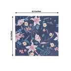 20 - Pack Paper Beverage Napkins with Water Lily Floral Design Navy Blue - 2 Ply Soft 18GSM Wedding Napkins 6.5"x6.5" - Bell Racket Store