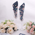 20 - Pack Paper Beverage Napkins with Water Lily Floral Design Navy Blue - 2 Ply Soft 18GSM Wedding Napkins 6.5"x6.5" - Bell Racket Store