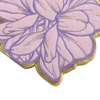 20 - Pack Paper Cocktail Napkins with Purple Peony Flower Shape and Gold Edges - Stylish Disposable Party Napkins - Bell Racket Store