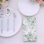 20 - Pack Paper Dinner Napkins Green with Eucalyptus Leaf Print 2 Ply - Stylish Boho Napkins for Events - Bell Racket Store