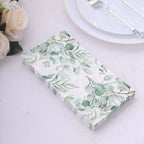 20 - Pack Paper Dinner Napkins Green with Eucalyptus Leaf Print 2 Ply - Stylish Boho Napkins for Events - Bell Racket Store