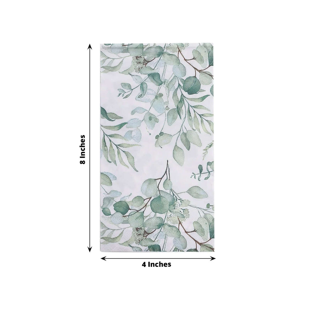 20 - Pack Paper Dinner Napkins Green with Eucalyptus Leaf Print 2 Ply - Stylish Boho Napkins for Events - Bell Racket Store