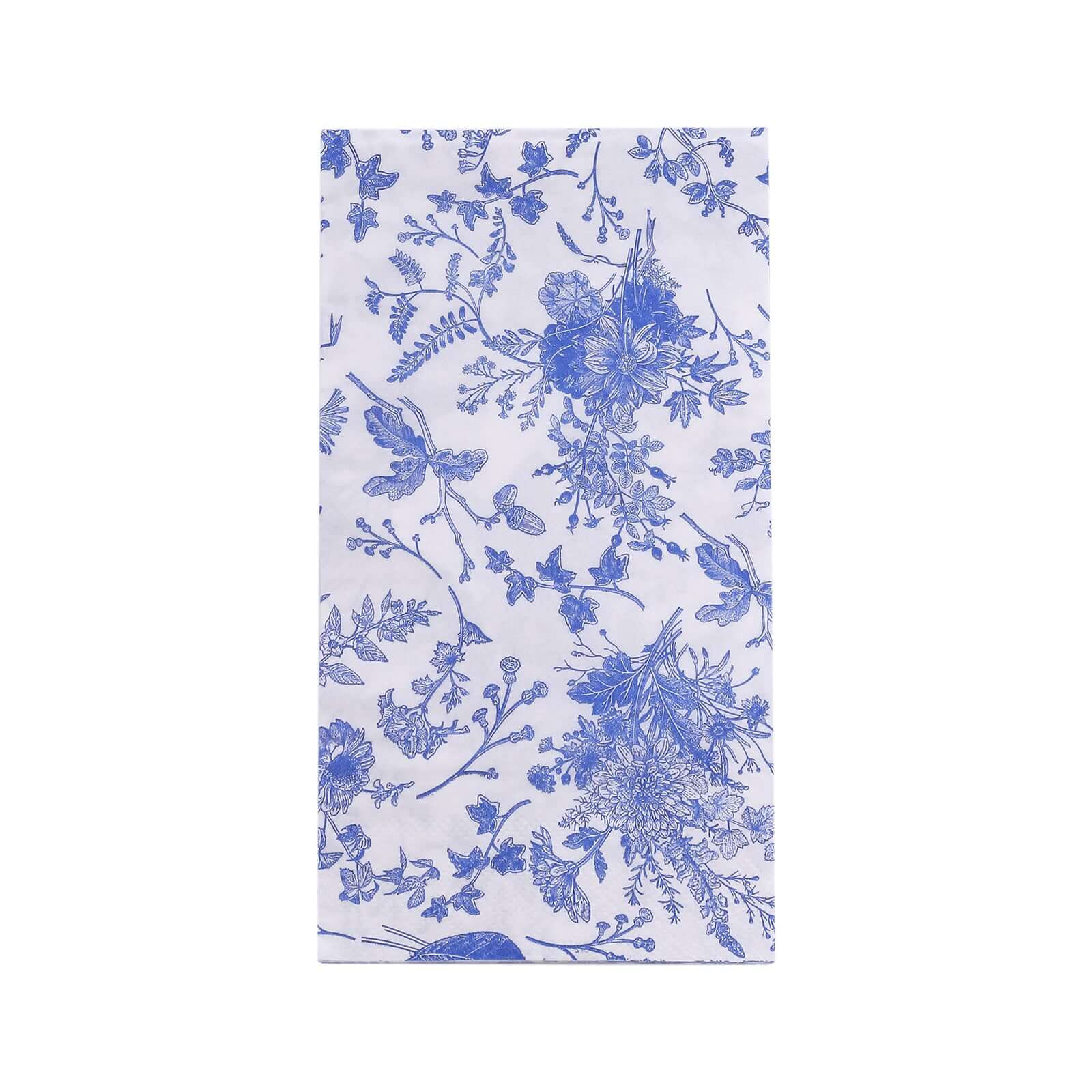 20 - Pack Paper Dinner Napkins White/Blue with French Toile Pattern 2 Ply - Stylish Disposable Napkins for Parties - Bell Racket Store