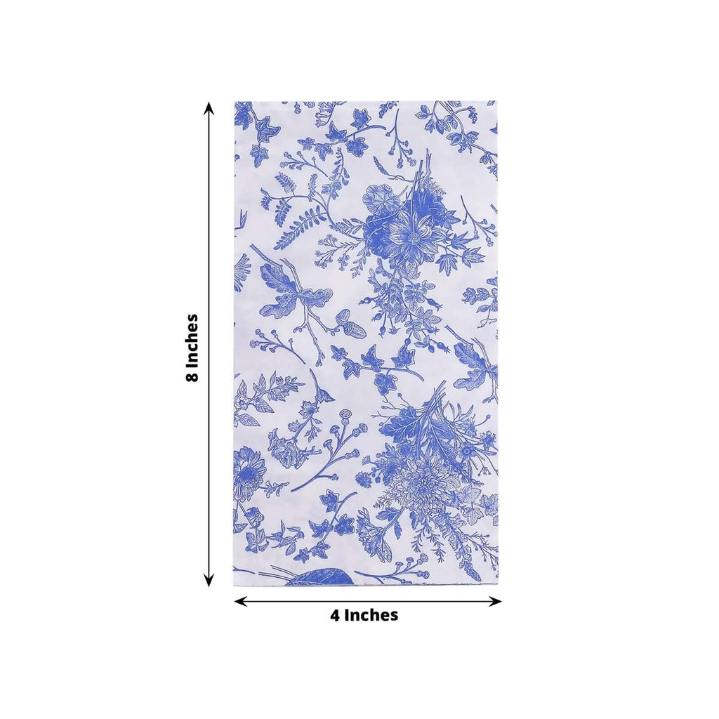 20 - Pack Paper Dinner Napkins White/Blue with French Toile Pattern 2 Ply - Stylish Disposable Napkins for Parties - Bell Racket Store