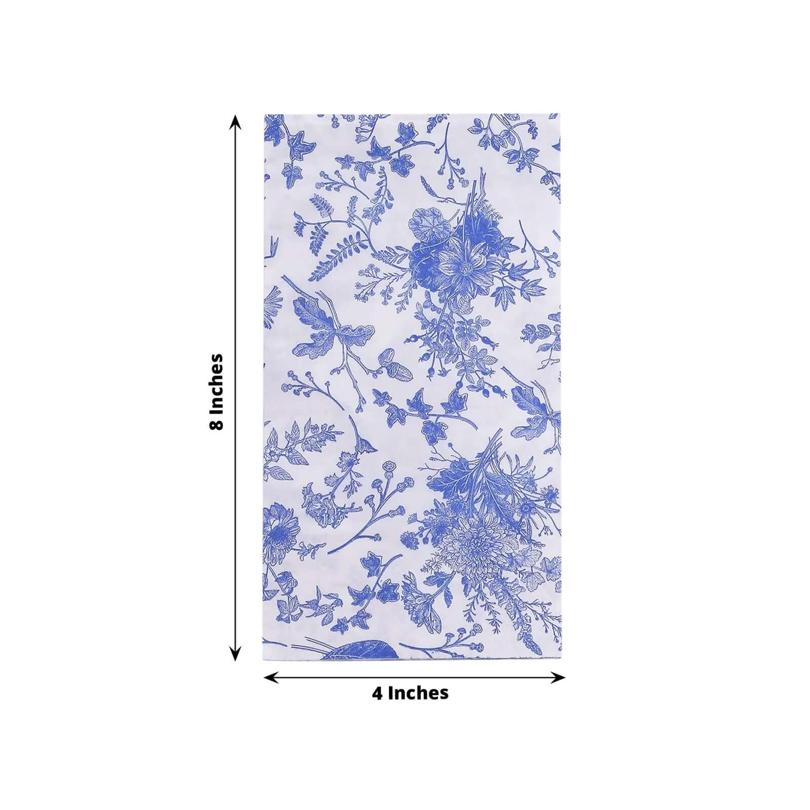 20 - Pack Paper Dinner Napkins White/Blue with French Toile Pattern 2 Ply - Stylish Disposable Napkins for Parties - Bell Racket Store