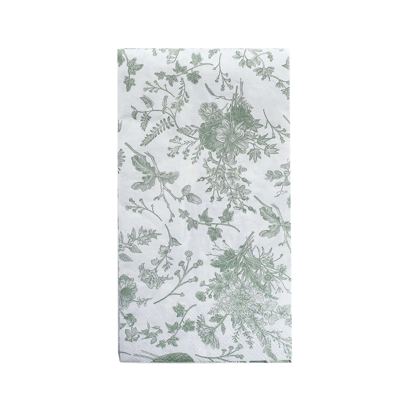 20 - Pack Paper Dinner Napkins White/Sage Green with French Toile Pattern 2 Ply - Stylish Disposable Napkins for Parties - Bell Racket Store