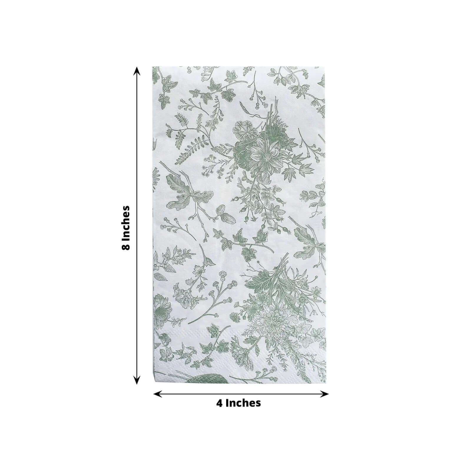 20 - Pack Paper Dinner Napkins White/Sage Green with French Toile Pattern 2 Ply - Stylish Disposable Napkins for Parties - Bell Racket Store