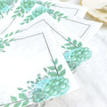20 - Pack Paper Dinner Napkins with Floral Design White/Green - Disposable 2 Ply Beverage Napkins 6.5"x6.5" - Bell Racket Store