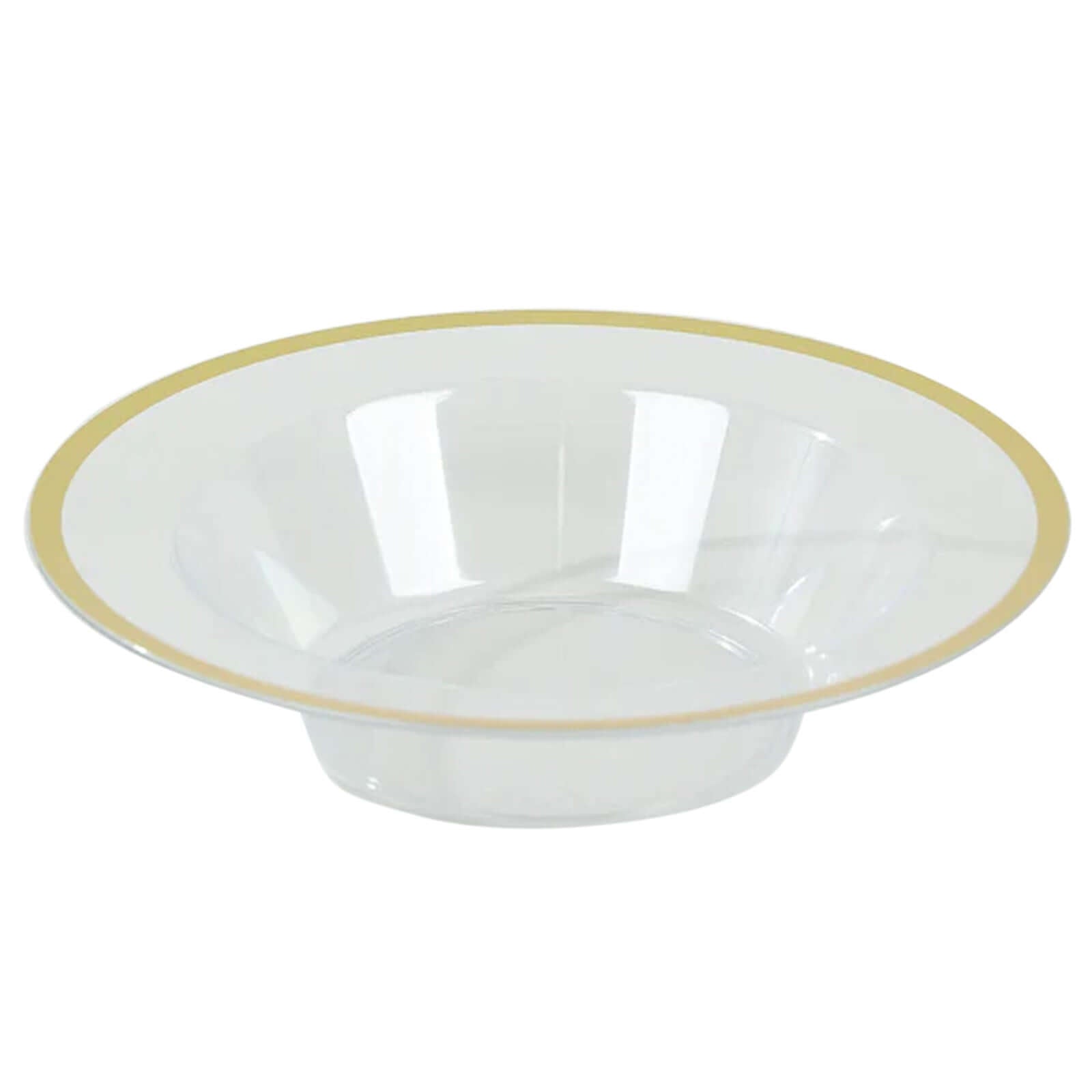 20 - Pack Plastic Dessert Serving Bowls Clear Round Design with Gold Rim - Disposable Salad Soup Bowls 12oz - Bell Racket Store