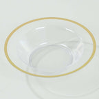 20 - Pack Plastic Dessert Serving Bowls Clear Round Design with Gold Rim - Disposable Salad Soup Bowls 12oz - Bell Racket Store
