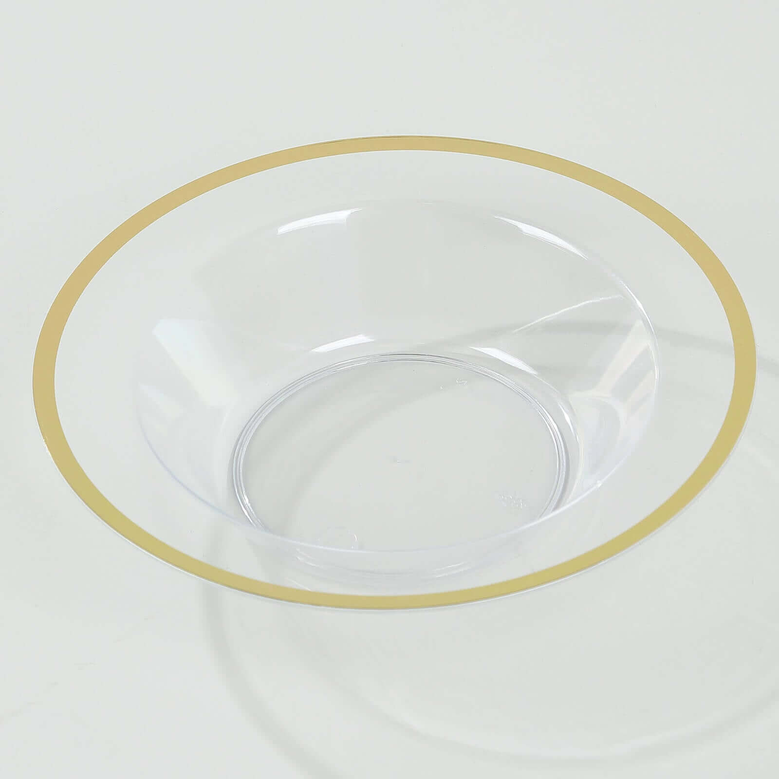 20 - Pack Plastic Dessert Serving Bowls Clear Round Design with Gold Rim - Disposable Salad Soup Bowls 12oz - Bell Racket Store