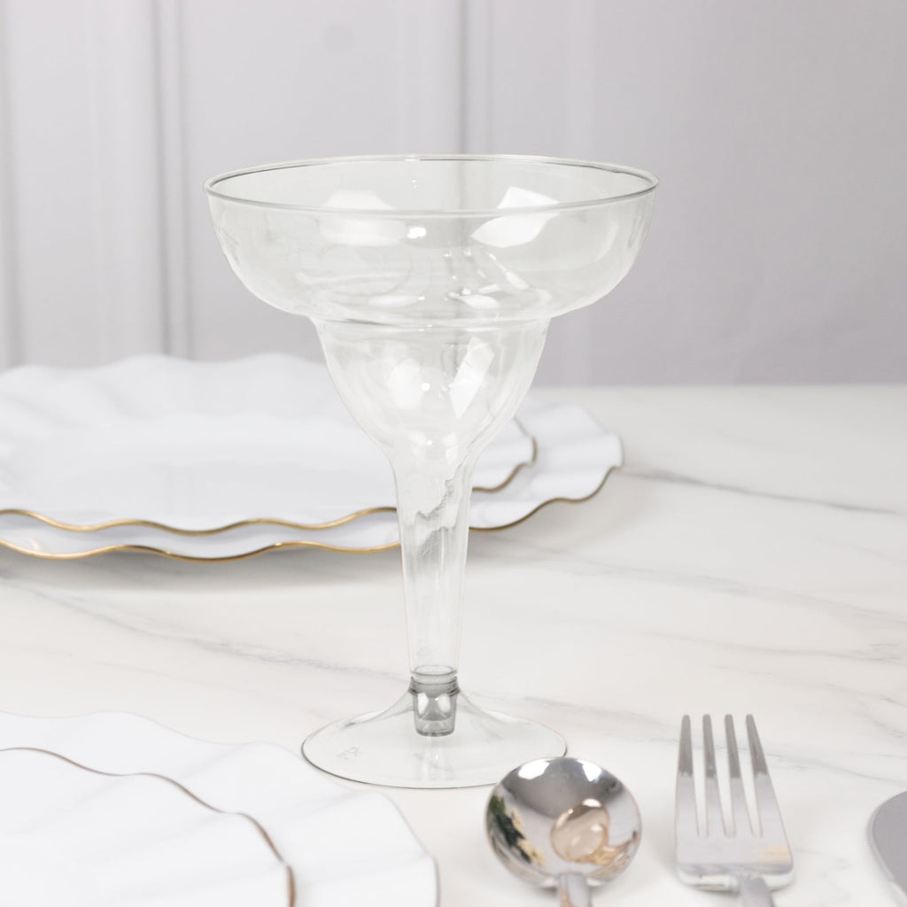 20 - Pack Plastic Margarita Glasses Clear - Sturdy Disposable Glasses for Pina Coladas 10oz - Bell Racket Store