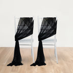 20 - Pack Sheer Chair Drape Decor in Black â€“ 9ft Shimmer Sash, Wrinkle - Free - Bell Racket Store