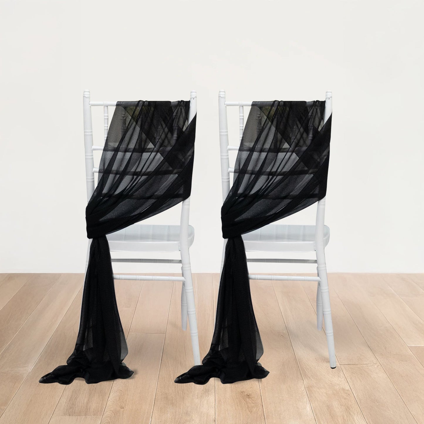 20 - Pack Sheer Chair Drape Decor in Black â€“ 9ft Shimmer Sash, Wrinkle - Free - Bell Racket Store