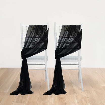 20 - Pack Sheer Chair Drape Decor in Black â€“ 9ft Shimmer Sash, Wrinkle - Free - Bell Racket Store