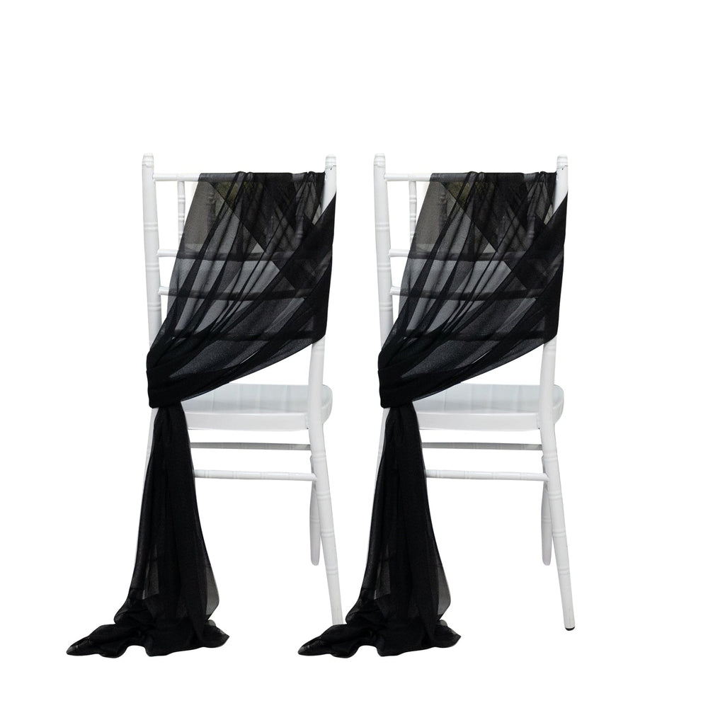20 - Pack Sheer Chair Drape Decor in Black â€“ 9ft Shimmer Sash, Wrinkle - Free - Bell Racket Store