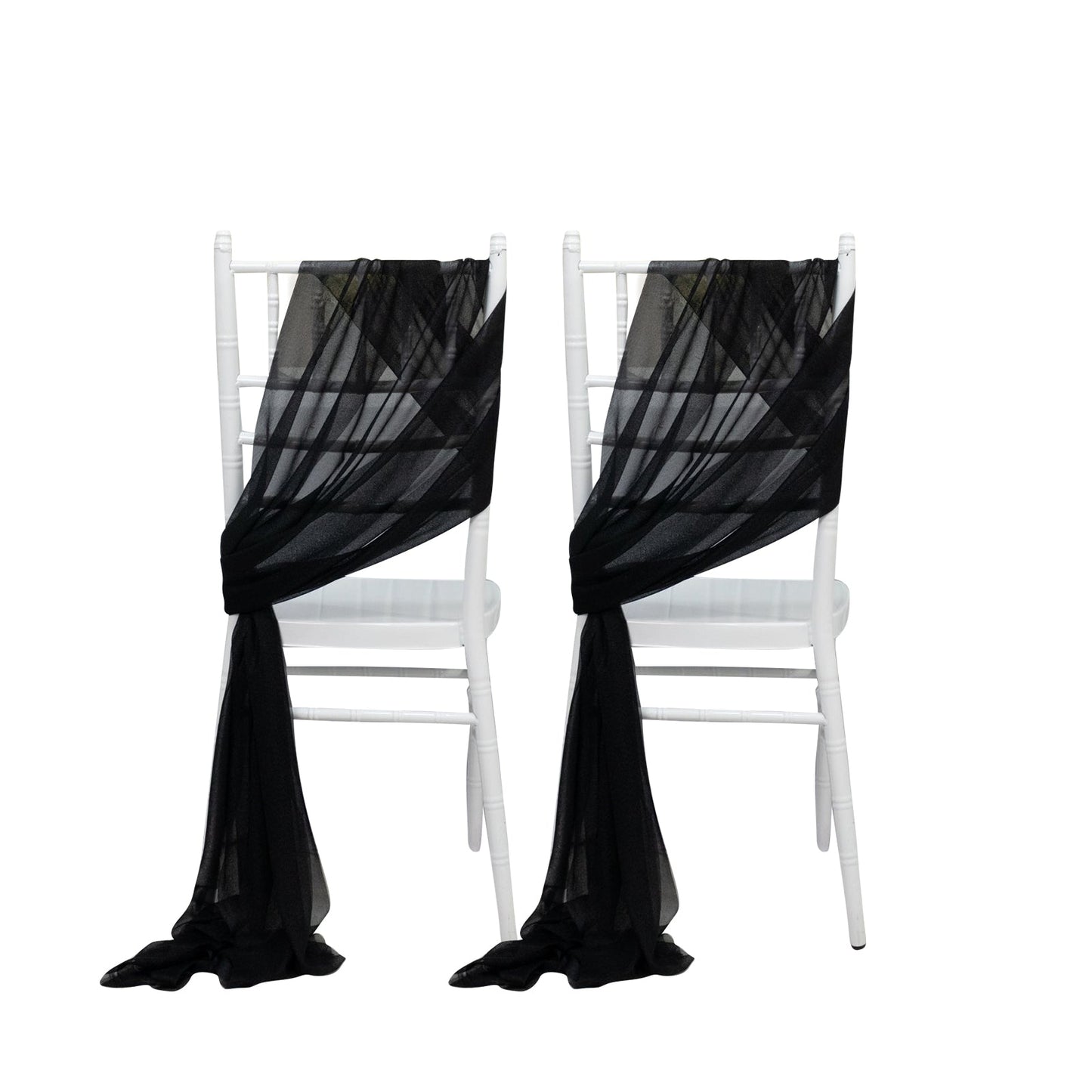 20 - Pack Sheer Chair Drape Decor in Black â€“ 9ft Shimmer Sash, Wrinkle - Free - Bell Racket Store